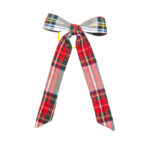 Madame Hortence Bow Hair Tie in White Stewart Tartan