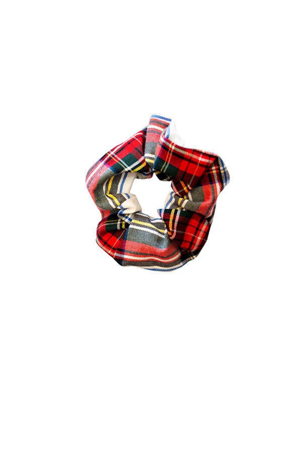 The Bardot Scrunchie in White Stewart Tartan