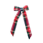 Madame Hortence Bow Hair Tie in Navy Stewart Tartan